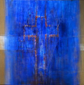 Corps céleste sur bleu (80x80)